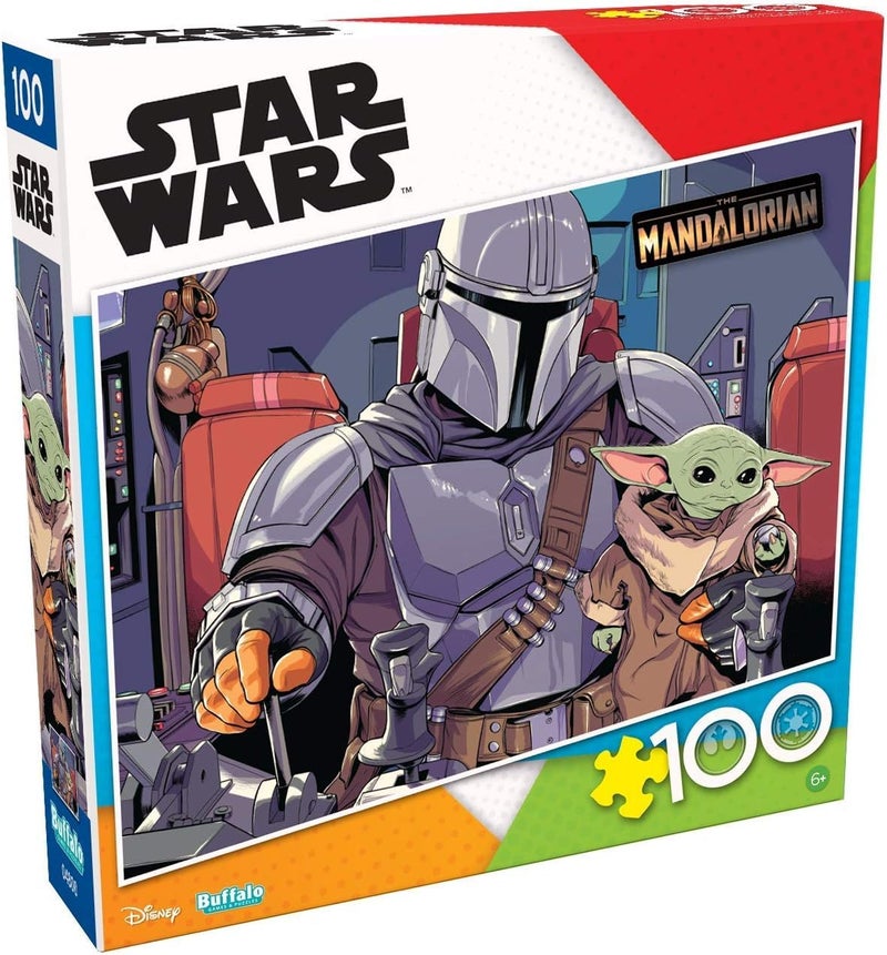 Buffalo Games - Star Wars - The Mandalorian and The Child - 100 Piece Jigsaw Puzzle for Families -Challenging Puzzle Perfect for Game Nights - Finished Size is 15.00 x 11.00 - Image 1